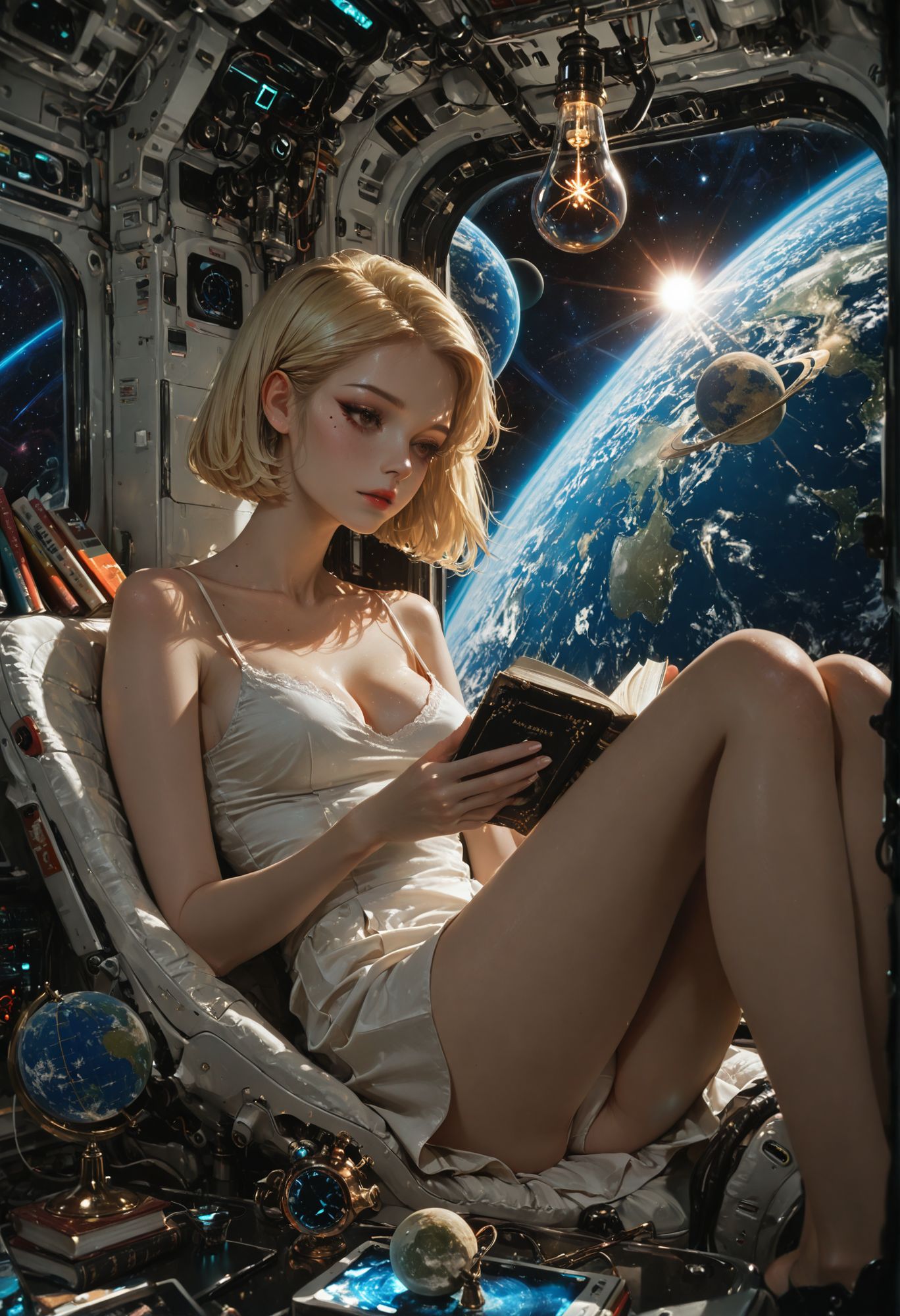 After multiple img2img passes — same concept, dramatically more detail in the face, clothing, background, and lighting